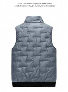 1pc Men's Stand Collar Sleeveless Thermal Lined Jacket, Casual Versatile Vest Outdoor Sports Fishing Wear, Autumn Winter