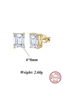 1 Paar luxuriöse 925er Sterlingsilber Ohrstecker mit funkelndem quadratisch geschliffenen Zirkonia, eleganter Schmuck für Frauen, ideal für besondere Anlässe, Geburtstage, Jahrestage und romantische Geschenke, perfekt, um jedem Outfit eine Note von Raffinesse zu verleihen, gefertigt mit zeitloser Schönheit und Haltbarkeit, ein vielseitiges Accessoire, das sowohl zu lässigen als auch formellen Looks passt, ein atemberaubendes Geschenk für sie, das jede Feier und jeden Moment noch unvergesslicher macht.