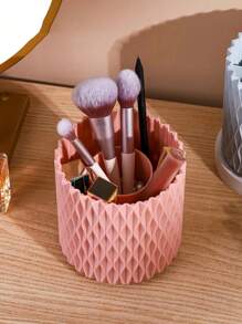 1 pièce Boîte organisatrice de maquillage rotative à 360°, grande capacité de rangement de bureau pour les crayons, rouges à lèvres, ombres à paupières, pinceaux, support de cosmétiques pour coiffeuse de chambre