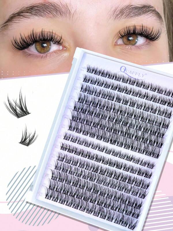 168PCS C-Curl Natural Lash Clusters Clear Band Eyelash Clusters Wispy Lashes Clusters 10-16mm Cluster Eyelash Extensions Individual Lashes DIY Lash  Natural Look