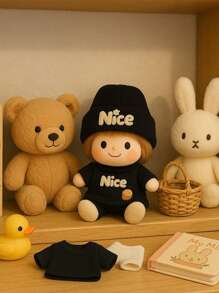 Mini Fashion Clothes For Labubu,Compatible With Labubu For 17cm,Warm Hat & Graphic Sweater Set,Cute Dress Up Accessories