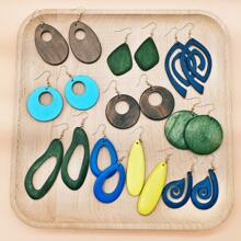 10 paires/set Boucles d'oreilles pendantes en bois minimalistes rétro, set de boucles d'oreilles polyvalent pour femmes, idéal pour le printemps, l'été et les vacances