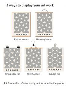 1 pezzo Arte da parete astratta Bauhaus medievale modernista, stampa su tela senza cornice, cartellone geometrico tedesco per camera da letto/ufficio/dormitorio, decorazione per feste di architettura e regalo per appassionati di design (stampa su tela senza cornice)