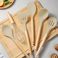 [12pcs Silicone Utensil Set] 12pcs Non-Stick Silicone Kitchen Utensil Set With Wooden Handles | And Easy To Clean | Perfect For Cooking And Baking, Back To School And Dorm Essentials