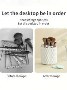 1 pièce Boîte organisatrice de maquillage rotative à 360°, grande capacité de rangement de bureau pour les crayons, rouges à lèvres, ombres à paupières, pinceaux, support de cosmétiques pour coiffeuse de chambre