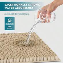 Upgrade Extra Large Bathroom Rugs Set 3 Pieces Thick Absorbent Chenille Bath Mat,Ultra Soft Bathroom Mats,Non Slip Bathroom Floor Mats,Washable Toilet Rug For Bathroom, Bedroom, Kitchen,Beige - Beige - View 6