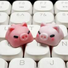 1 szt. Klawiatura mechaniczna z przezroczystymi, uroczymi różowymi klawiszami w kształcie świnki, wysokość OEM, materiał ABS, zamiennik klawiszy ESC, uroczy prezent na akcesoria komputerowe DIY