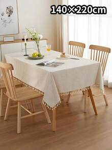 1pc Semi‑See‑Through Lightweight Linen Textured Tablecloth With Tassels, Sheer Thin Farmhouse Rustic Table Cover, Decorative Only, For Kitchen Coffee Table TV Stand, For Daily Holiday Wedding Dinner Party All Seasons - Multicolor - View 12
