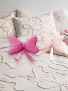 1 pieza Almohada decorativa con lazo suave, almohada de peluche con acento de lazo adorable, cojín decorativo para el hogar para cama y sofá, adecuado para todas las estaciones, boda, habitación de niñas, regalo de cumpleaños, funda de almohada de lazo de terciopelo - Almohada decorativa suave y esponjosa para dormitorio, Funda de cojín con lazo rosa y fucsia, Decoración de dormitorio bohemia y soñadora