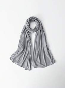 1 pièce Hijab de couleur unie avec ensemble de couvre-chef assorti pour femmes, style simple, mode et polyvalent, foulard de protection solaire avec doublure