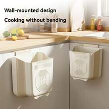 Foldable Wall-Mounted Kitchen Trash Can, Large Capacity Multi-Function Garbage Bin, Hang On Cabinet Door No Drilling Required - Multicolor - View 1