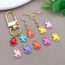 10pcs 9x12mm Cute Enamel Stainless Steel Octopus Charms Mini Cute Marine Life Animal Pendants For DIY Ocean Bracelet Necklace Earrings Jewelry Making Crafts Accessories