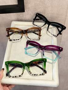 1pc/4pcs New Stylish Exaggeration Oversized Popular Design Women Reading Glasses 6 Diopter Options, +1.0 To +2.5Magnification, As Office, Reading, Gift For Parents, Holiday Gift, Daily Life - trong suốt - Xem 3