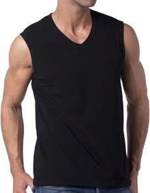 Men's Sleeveless V-Neck T-Shirt - Black - View 5