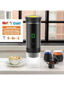 SOKANY Macchina per espresso portatile elettrica, macchina da caffè da viaggio per campeggio, auto e ufficio, con riscaldamento automatico e tipo C, in grado di preparare caffè caldo e freddo, compatibile con caffè macinato e caffè in capsule