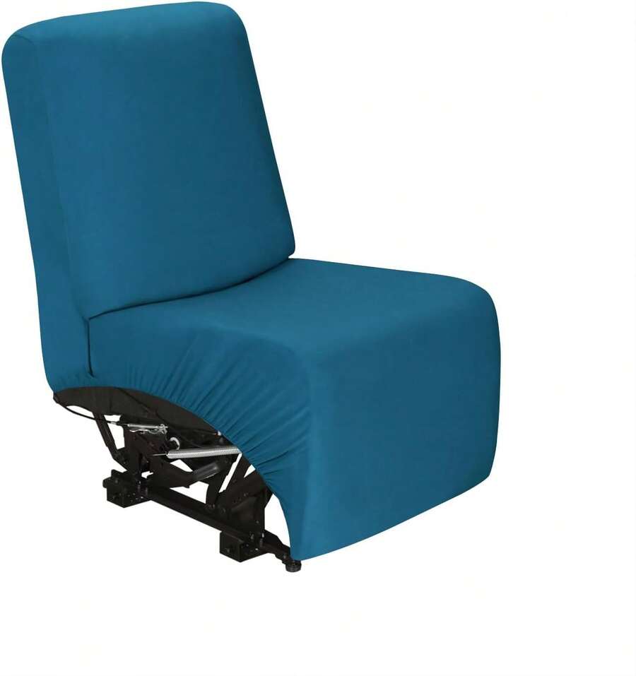 Additional Seat Cover For Reclining Couch Covers, Super Stretch Recliner Covers For Large Recliner, Reclining Sofa Slipcovers Furniture Protector For Kids Pets With Elastic Band, Peacock Blue - 藍色 - 查看 1
