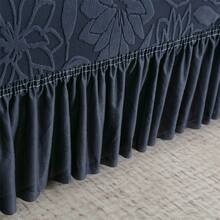 1pc Solid Color Jacquard Thick Elastic Skirt Style Sofa Cover, Soft Fabric Suitable For Living Room, Bedroom, Study - Sunflower Skirt-dark Gray - View 8