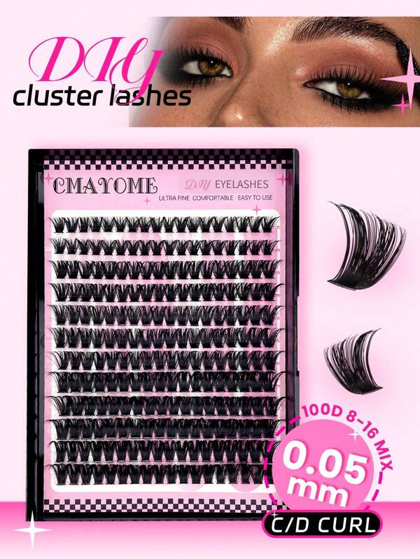 216 unidades de cílios postiços D/C Curl 100D ultra macios e grossos, faça você mesmo, naturais e macios, mistos de 8 a 16 mm, C/D 0,05 mm, estilo misto, adequados para maquiagem diária para criar cílios de desenho animado, efeito de maquiagem de olhos 3D e cacheados em um único cacho, cílios segmentados de longa duração que aumentam os olhos, reutilizáveis e fáceis de usar, uso diário, adequados para passeios diários, viagens, fotografia, reuniões, casamentos e maquiagem