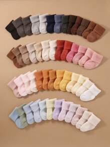 6 Pairs Baby Solid Color Anti-Slip Mid-Calf Socks, Comfortable Breathable Casual Socks For All Seasons