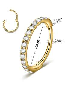 1 件不锈钢氧化锆环状耳屏软骨密镶方晶锆石耳软骨穿孔耳环海螺耳轮穿孔身体饰品 - 如圖 - 查看 18