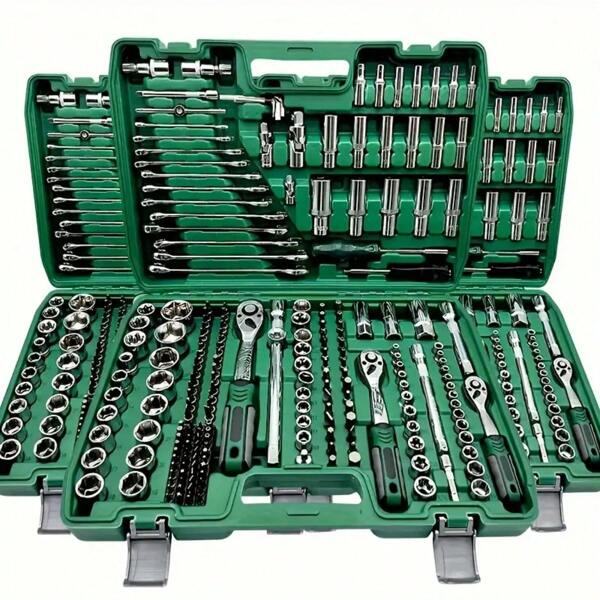 46pcs Ratchet Wrench Socket Set, 1/4" Drive, Chrome Vanadium Steel Handtools Kit For Car Repair And Home Use, Metric System, Pre-Assembled, Manual Operation, Including Carrying Case