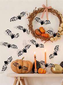 36pcs Halloween Black Bat Decoration Wall Stickers, 3d Stereo Bat Graffiti Stickers, PVC Material, Waterproof And Oil-Proof Stickers, Home Decoration Stickers, Halloween Atmosphere Decoration Supplies, Halloween Party Background Decoration Stickers, Suitable For Christmas And Halloween Carnival Parties