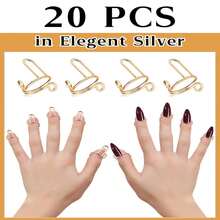 20PCS Nail Rings,  Kalolary Adjustable Nail Rings Reusable Detachable Women Gift Ring Set With Adhesive Nail Tabs For Acrylic Nail Art Decoration - Gold - Gold - View 5