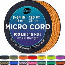 TECEUM Micro Paracord – 118 Mm X 125 Ft – Micro Utility Cord – Thin Braided Paracord Rope – Best Crafting, Projects, Fishing, Camping – Wind Chime – Survival Strong String - 杏色 - 查看 1