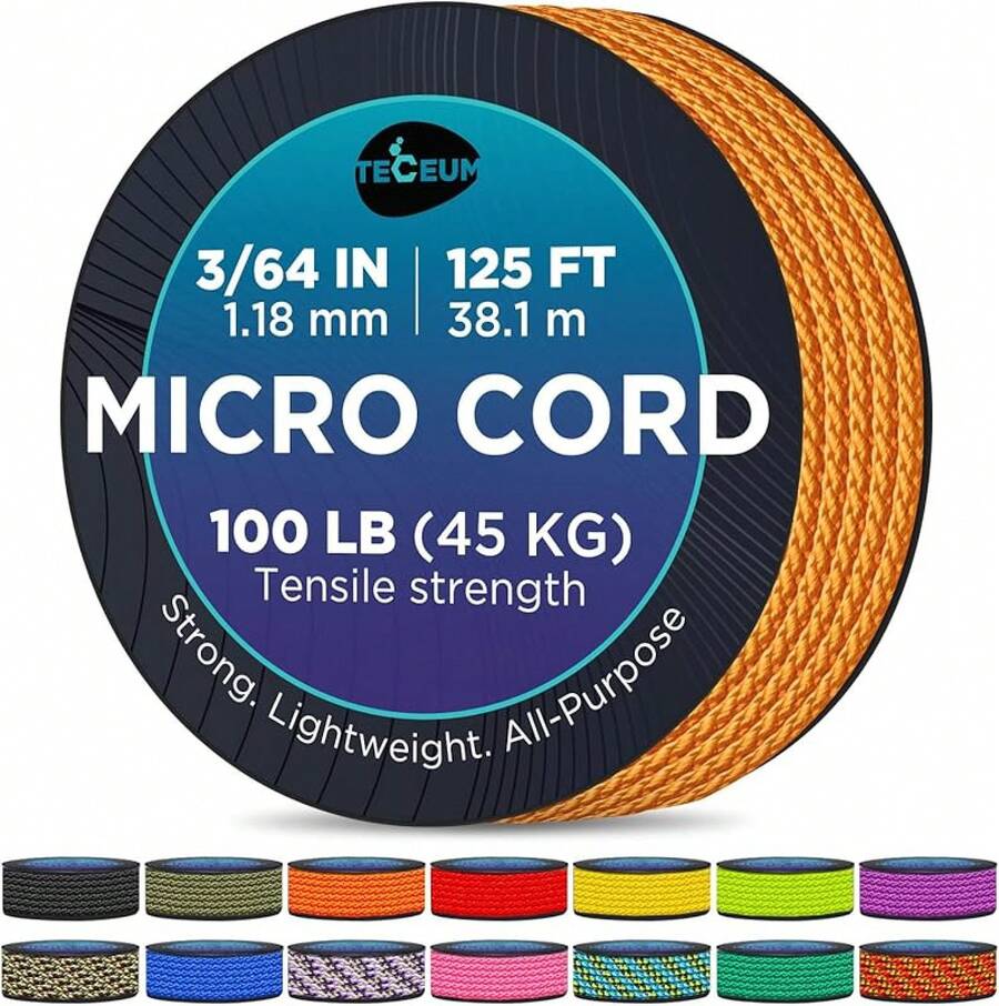 TECEUM Micro Paracord – 118 Mm X 125 Ft – Micro Utility Cord – Thin Braided Paracord Rope – Best Crafting, Projects, Fishing, Camping – Wind Chime – Survival Strong String - 杏色 - 查看 1