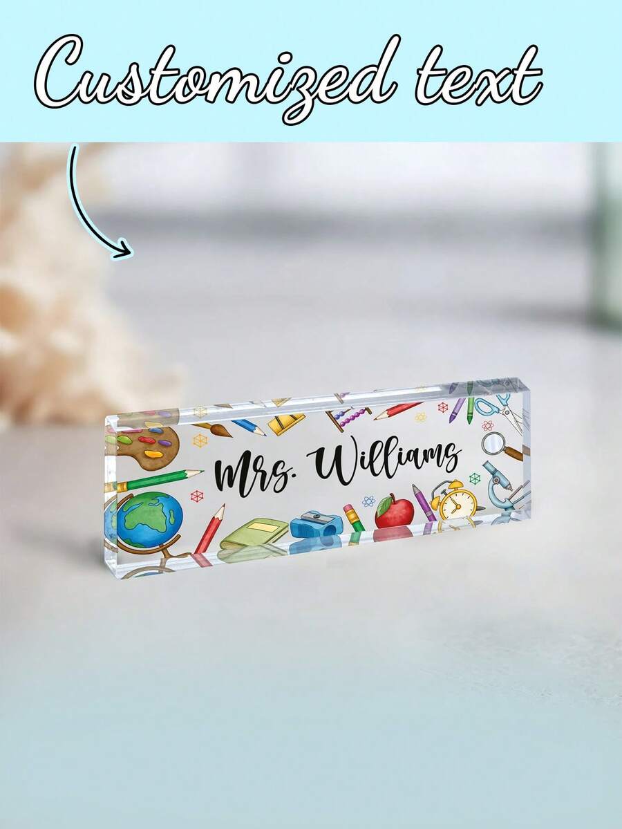 1 件教师礼物，个性化教师礼物，教师姓名桌牌，教师礼物，办公桌亚克力姓名牌，定制姓名牌学校用品，返校 - 彩色 - 查看 1