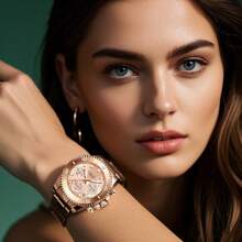 BIDEN 1 Reloj de mujer, Cronógrafo, Resistente al agua, Calendario, Correa de acero inoxidable, Reloj de mujer elegante y de estilo con herramienta de corte de tira de acero gratis y caja gratis