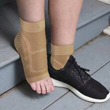 1 Pair Sport Compression Socks, 20-30 MmHg Foot Compression Sleeves For Ankle/Heel Support, Increase Blood Circulation - Beige - View 2