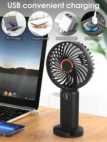 Mini ventilatore portatile, ventilatore da viaggio palmare, 5 velocità del vento regolabili e silenziose, ricaricabile USB, adatto per ufficio, casa, viaggi all'aperto, rinfrescamento estivo, spiaggia, articolo da viaggio essenziale, scelta primaverile ed estiva, regalo per damigelle, camera da letto, decorazione, spiaggia, viaggio, per uomo, per donna, vacanza, oggetti carini - Multicolore - Visualizzare 4