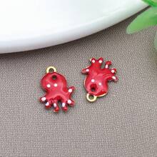 10pcs 9x12mm Cute Enamel Stainless Steel Octopus Charms Mini Cute Marine Life Animal Pendants For DIY Ocean Bracelet Necklace Earrings Jewelry Making Crafts Accessories