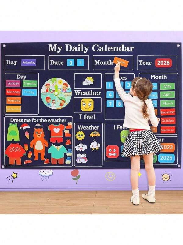 Christmas Decoration Montessori Felt Story Busy Board 4 IN 1 Themed Storytelling Educational Weather/Time Planner, Interactive Classroom/Home Early Learning Interactive Wall Hanging Gifts