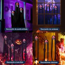 1/2/3 万圣节挂饰鬼头骨长发发光眼睛恐怖骷髅鬼屋头颅道具万圣节装饰 - 查看 11