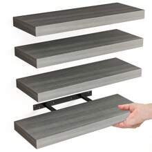 Estantes flotantes para el baño, 4/8 piezas de 15.8 pulgadas de estantes de madera rústicos montados en la pared para el almacenamiento del baño, decoración del baño de vuelta al colegio