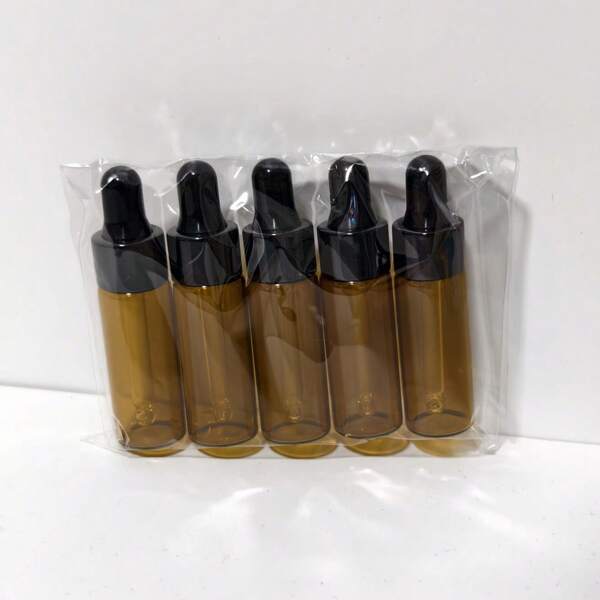 10pcs 0.17oz Amber Glass Dropper Bottles - Rectangular Essential Oil Vials With Black PP Caps & Precision Eye Droppers, Light-Protective Brown Glass, Hand Wash Only For Perfume, Travel & Home Use, Perfume Storage, Sleek Bottle Design