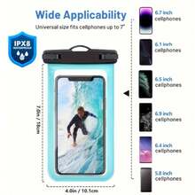 通用防水手机袋，防水手机壳兼容 14 13 12 11Pro Max XS Plus 兼容三星 Galaxy S22 S23 手机（最大 7.0 英寸），3D 手机干燥袋适用于度假兼容手机型号兼容