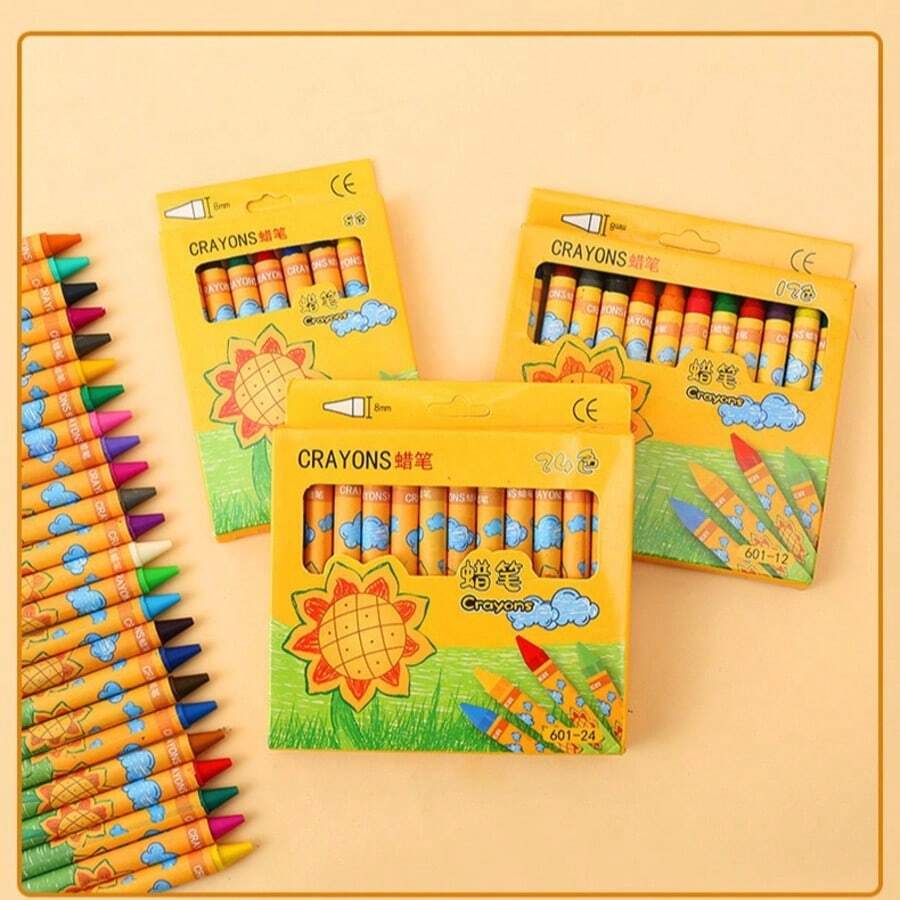 8 件/24 件优质蜡笔套装 - 适用于学校、素描、涂鸦和工艺品 - 适合艺术家和初学者的专业美术用品，色彩鲜艳，质地光滑 - 彩色 - 查看 1