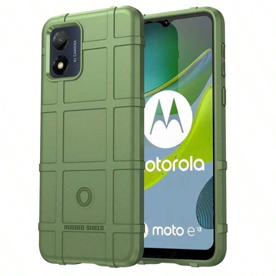 Funda con textura militar rugged para teléfono móvil carcasa resistente diseño camuflaje protección de alto impacto compatible smartphone funda para uso rudo celulares modernos - Verde militar - Ver 1