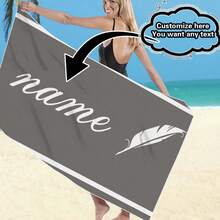 可定制羽毛图案沙滩巾，采用优质浴巾面料制成，可个性化定制姓名，适合夏季海滩、户外旅行、露营、游泳和瑜伽 - 多色1 - 查看 26