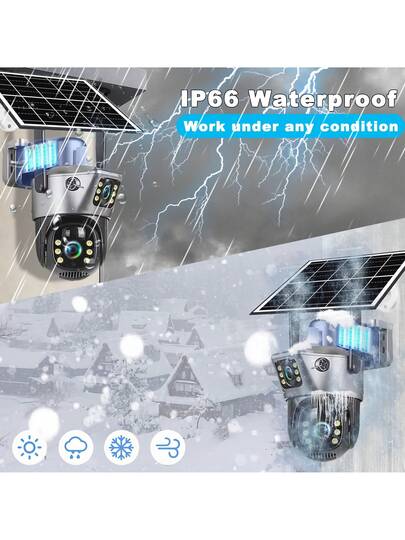 SWVW V380 Pro 10x Zoom 4K Solar Camera 4G SIM Card Dual Lens 8MP High Definition Night Vision Network Closed Circuit Television Monitoring Gimbal PIR Human Detection Alarm Waterproof Built In Battery Camera,4G Outdoor Indoor Security Home Cameras, Wireless IP PTZ None Surveillance Cameras view 6