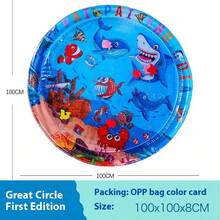 1pc 26.9 X 19.6 Inch Inflatable Baby Dolphin Crawling Mat, Water Play Mat, Baby Toy, Thick Crawling Pad, Ocean Water Mat, Water Spray Mat, Activity Game Mat, Holiday Gift, Water Mat (Floating Objects Random Color)