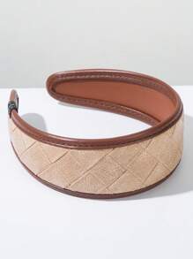 1 Stück Koreanisches karierten Raffia gewebtes breites Stirnband mit Knoten, minimalistischer zweifarbiger karierter Schleifenkopfschmuck, vielseitiger Boho-Stil Haaraccessoire, Haarband Stirnband für Frauen, Haarschmuck, Diademe, Haarbügel