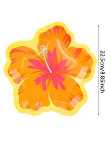 10 件/20 件/50 件黄色芙蓉花纸盘散装人造棕榈叶夏威夷宴会芙蓉花一次性纸盘热带叶餐垫夏季夏威夷派对用品装饰 - 黃色 - 查看 2