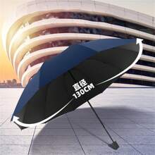 1 Piece, Folding Black Handle Umbrella With Blue Color For Sunny And Rainy Days