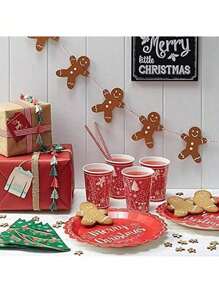 1 pieza Bandera decorativa con diseño de hombre de jengibre navideño, corona, decoración de árbol de Navidad, decoración de escena de fiesta, chimenea, ventana, pared, Año Nuevo, habitación, decoración del hogar, decoración de jardín al aire libre, decoración de ambiente festivo