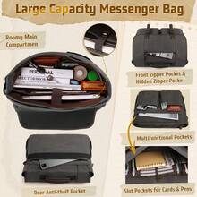 Mens Messenger Bag 17-17.3 Inch Vintage Canvas Briefcase Water-Resistant Large Computer Laptop Bag Rugged Satchel Shoulder Bag For Work Travel, Bookbag For College - Xám - Xem 2