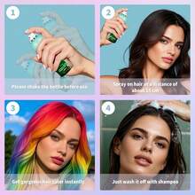 Green Hair Spray,Root Touch Up Hair Color,Temporary Hair Color Spray,Hair Wax Dye Pomades,Washable Hair Coloring Natural Hair Strong Style Gel Cream Hair Dye For Party,Hollowen,Cosplay(Green) - 青檸色 - 查看 2